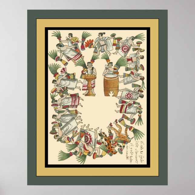 Aztec Noble Dancers ~ Archeology  ~Tovar Codex ~ * Poster (Front)