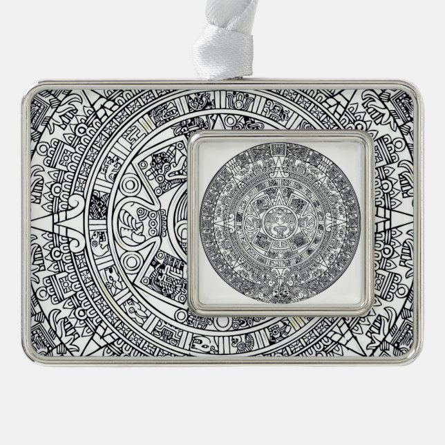 AZTEC OR MEXICA mexican Silver Plated Framed Ornament (Front)