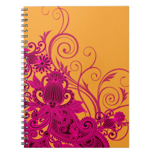 Aztec Paisley bridal planner - fuschia nectarine Notebook