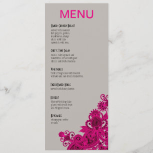 Aztec Paisley Dinner Menu fuschia grey