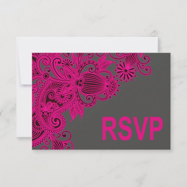 Aztec Paisley RSVP fuschia charcoal (Front)