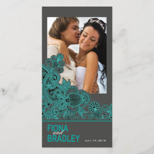 Aztec Paisley Thank You teal charcoal Card