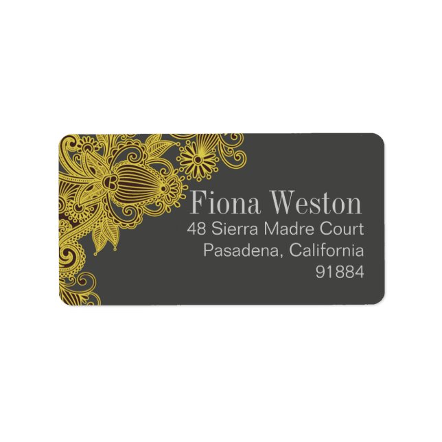 Aztec Paisley yellow charcoal Label (Front)