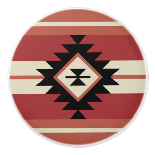 Aztec pattern ceramic knob