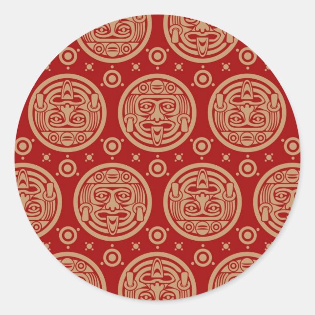 Aztec Pattern Classic Round Sticker (Front)