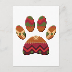 Aztec Pattern Dog Paw Postcard