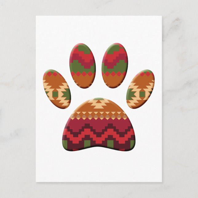 Aztec Pattern Dog Paw Postcard (Front)