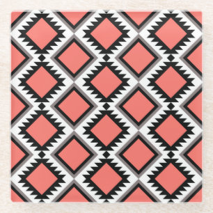 Aztec pattern glass coaster