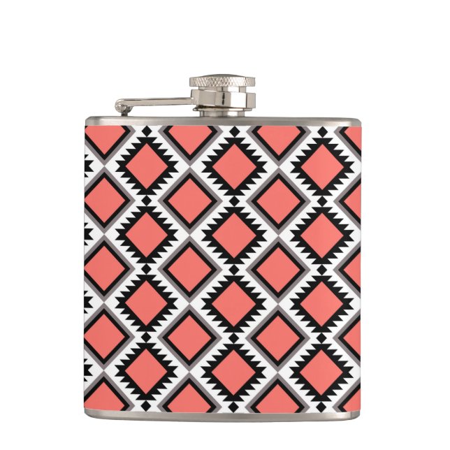 Aztec pattern hip flask (Front)