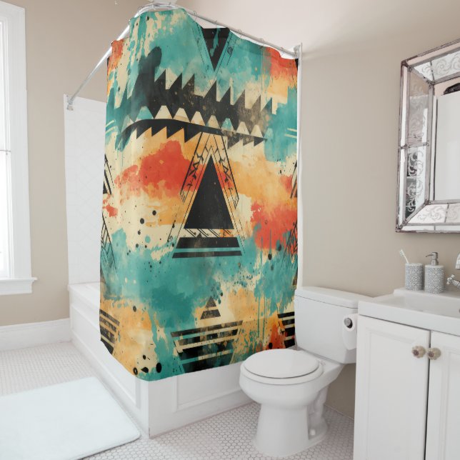 aztec pattern modern qunique stylish shower curtain (In Situ)