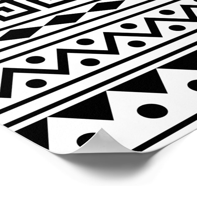 Aztec pattern Poster in black and white colour (Corner)