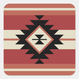 Aztec pattern square sticker