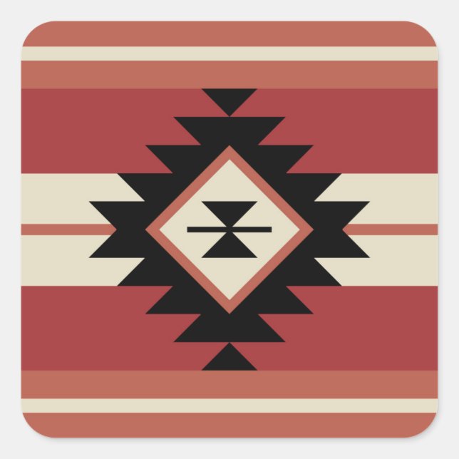 Aztec pattern square sticker (Front)
