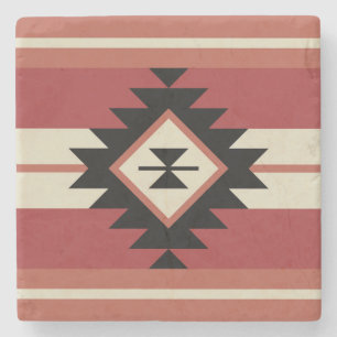 Aztec pattern stone coaster