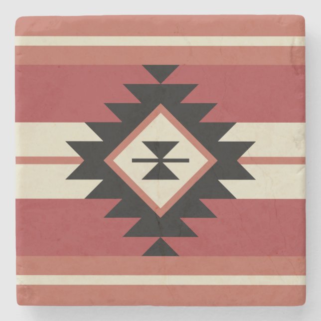 Aztec pattern stone coaster (Front)