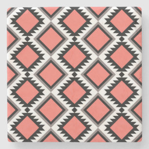 Aztec pattern stone coaster
