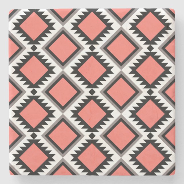 Aztec pattern stone coaster (Front)