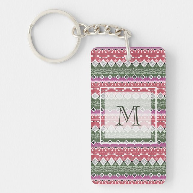Aztec pattern, stripes . key ring (Front)