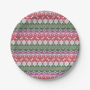 Aztec pattern, stripes . paper plate