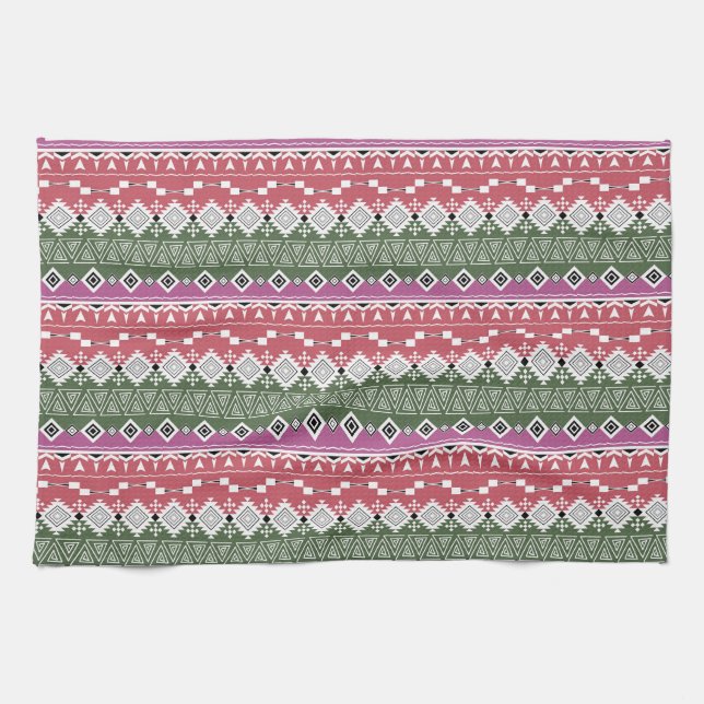 Aztec pattern, stripes . tea towel (Horizontal)