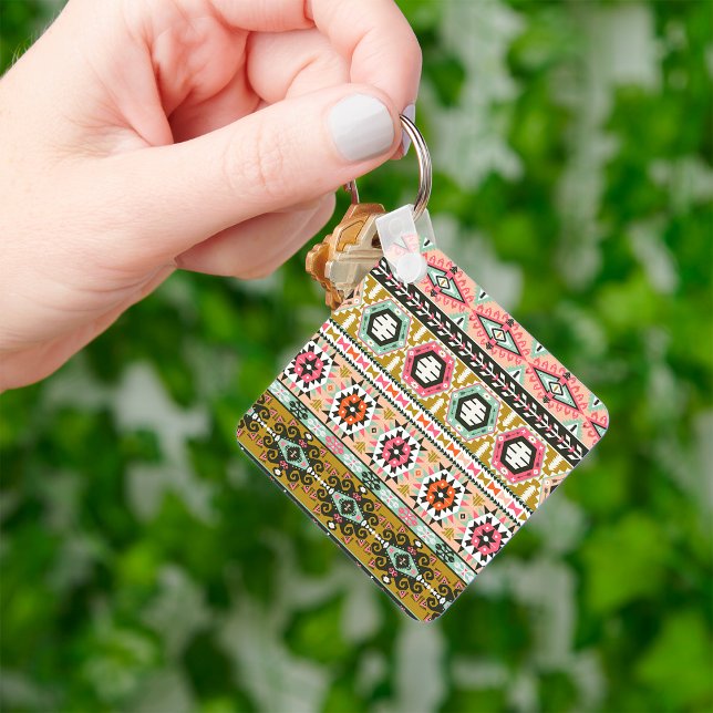 Aztec Pattern Tribal Art Keychain (Creator Uploaded)