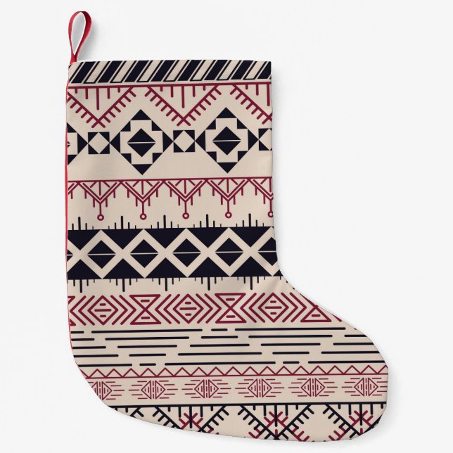 Aztec pattern. Vintage tribal background Small Christmas Stocking (Front)