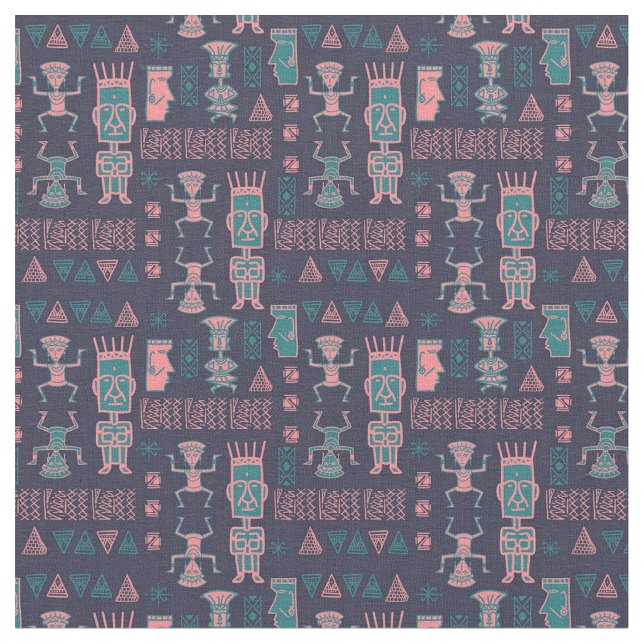 Aztec Pink, and Aqua  Fabric (Close Up)