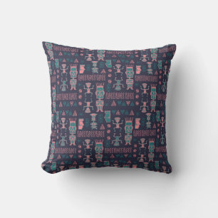 Aztec Pink and Aqua Indian Man  Cushion