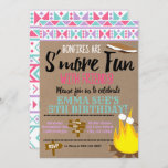 Aztec Pink Teal S'more fun with friends Birthday Invitation<br><div class="desc">I take pride in all my designs, If you have any questions, want custom changes made to the design, or want coordinating items to match & need me to create it, please contact Megan with Emma Sue Bow-tique directly at megan@emmasuebowtique.com . Zazzle is now offering digital files, however if you...</div>