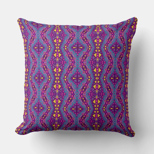 Aztec Purple Pattern Cushion (Front)