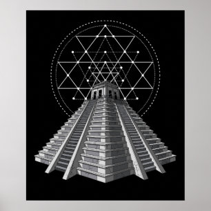 Aztec Pyramid Ancient Mayan Sacred Geometry Poster