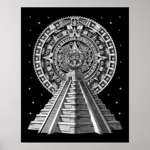 Aztec Pyramid Calendar Poster