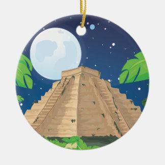 Aztec Pyramid Ceramic Tree Decoration