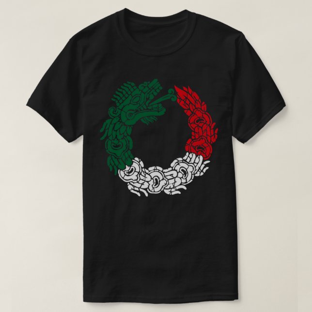 Aztec Quetzalcoatl Serpent Mexican Flag Mexico Roo T-Shirt (Design Front)
