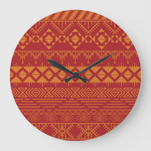 Aztec Retro: Vintage Pattern Design. Large Clock