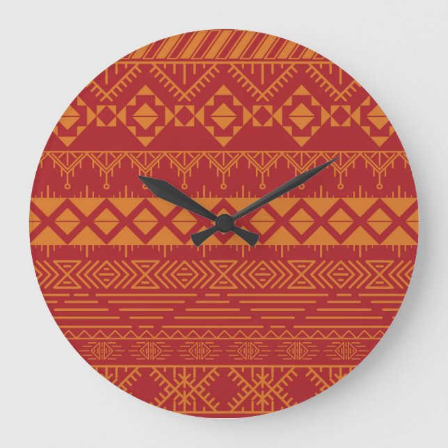 Aztec Retro: Vintage Pattern Design. Large Clock (Front)