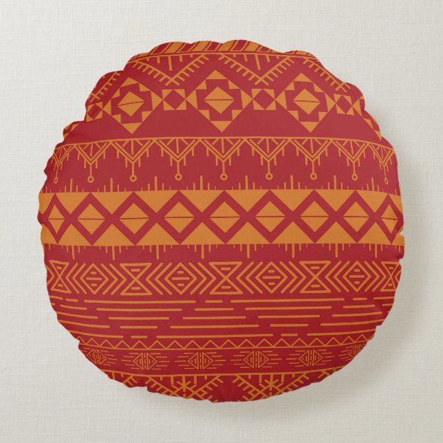 Aztec Retro: Vintage Pattern Design. Round Cushion (Front)