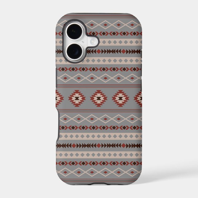 Aztec Rust Cream Brown Gray Mixed Motifs Pattern (Back)