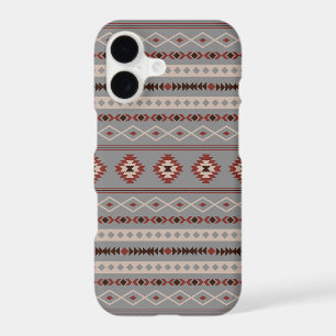Aztec Rust Cream Brown Gray Mixed Motifs Pattern