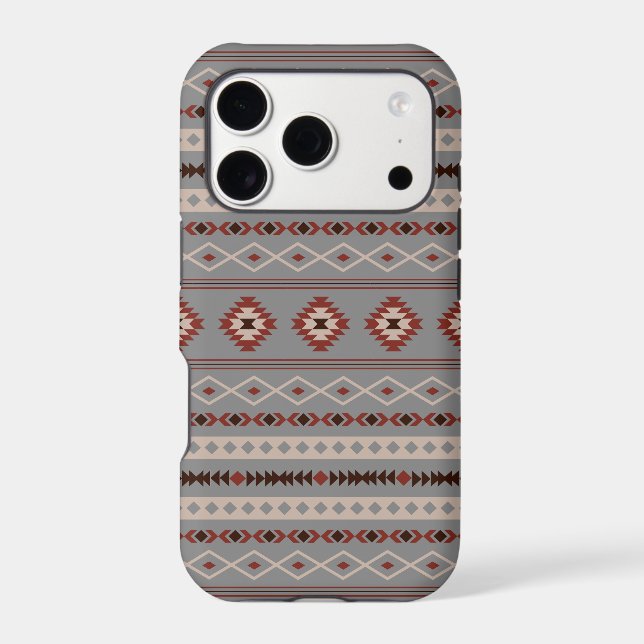 Aztec Rust Cream Brown Grey Mixed Motifs Pattern (Back)