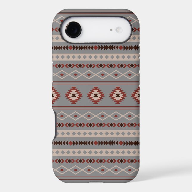 Aztec Rust Cream Brown Grey Mixed Motifs Pattern (Back)