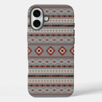 Aztec Rust Cream Brown Grey Mixed Motifs Pattern