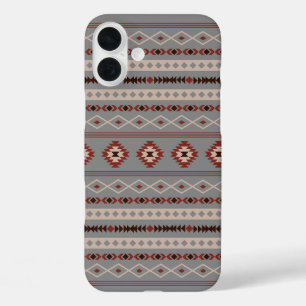 Aztec Rust Cream Brown Grey Mixed Motifs Pattern iPhone 16 Plus Case