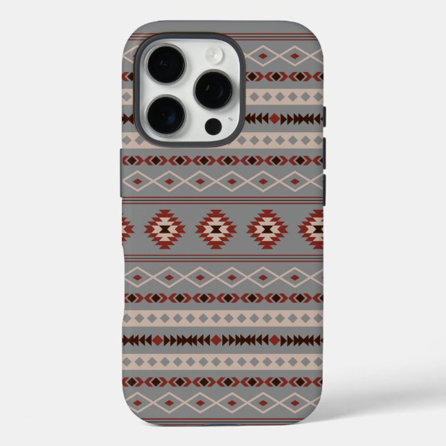 Aztec Rust Cream Brown Grey Mixed Motifs Pattern Case-Mate iPhone Case (Back)