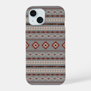 Aztec Rust Cream Brown Grey Mixed Motifs Pattern iPhone 15 Case