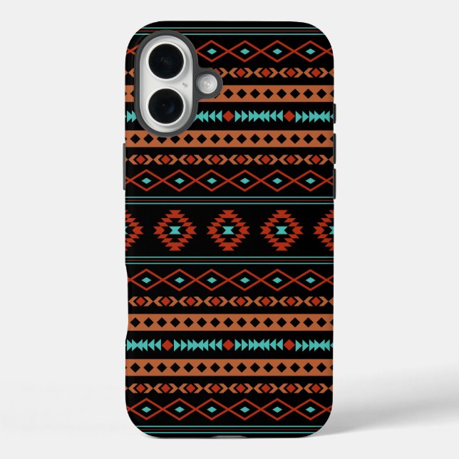 Aztec Rusts Teal Black Mixed Motifs Pattern Case-Mate iPhone Case (Back)