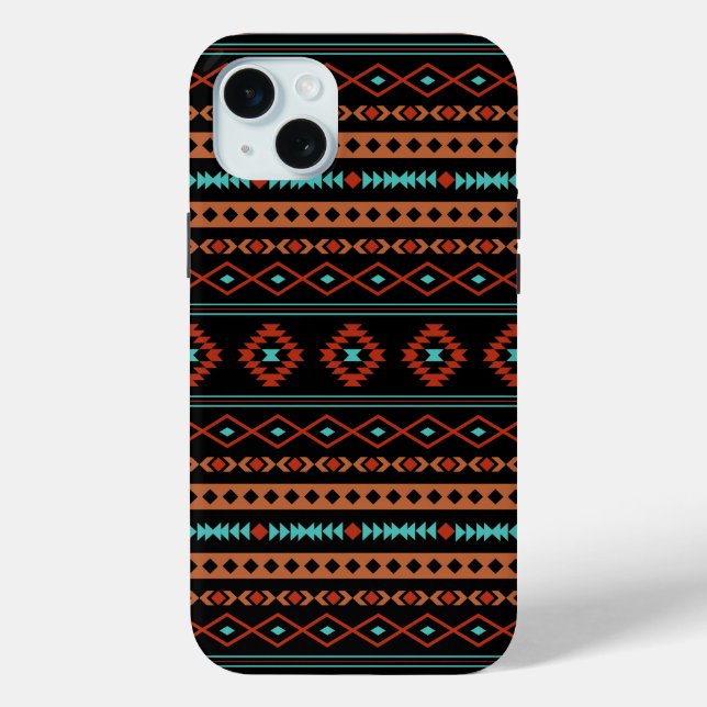 Aztec Rusts Teal Black Mixed Motifs Pattern Case-Mate iPhone Case (Back)