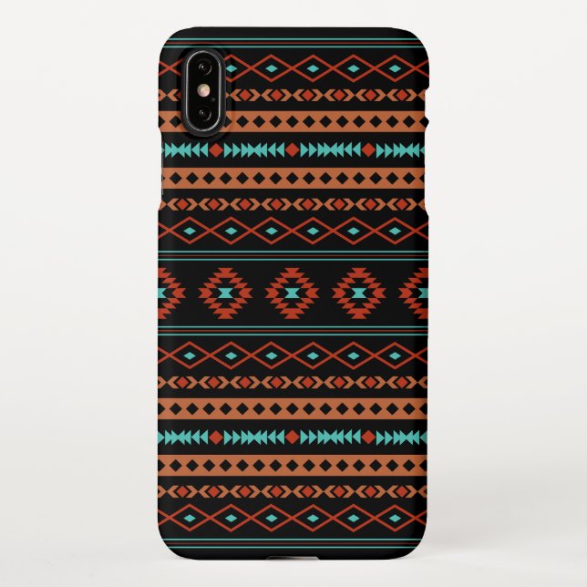 Aztec Rusts Teal Black Mixed Motifs Pattern iPhone Case (Back)