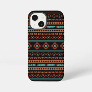 Aztec Rusts Teal Black Mixed Motifs Pattern iPhone 13 Mini Case