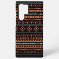 Aztec Rusts Teal Black Mixed Motifs Pattern